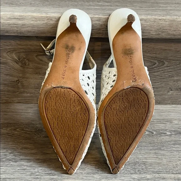 Preston & York Cream Woven Slingback Heels - Picture 3 of 5